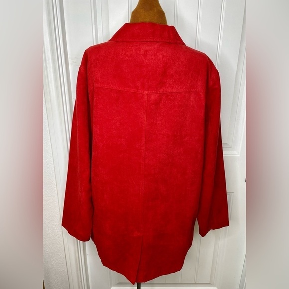 Coaco Red Button Front Faux Suede Shirt Jacket Shacket Size Large - Picture 3 of 7